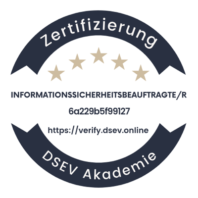 DSEV-Zertifizierungssiegel: Informationssicherheitsbeauftragte/r